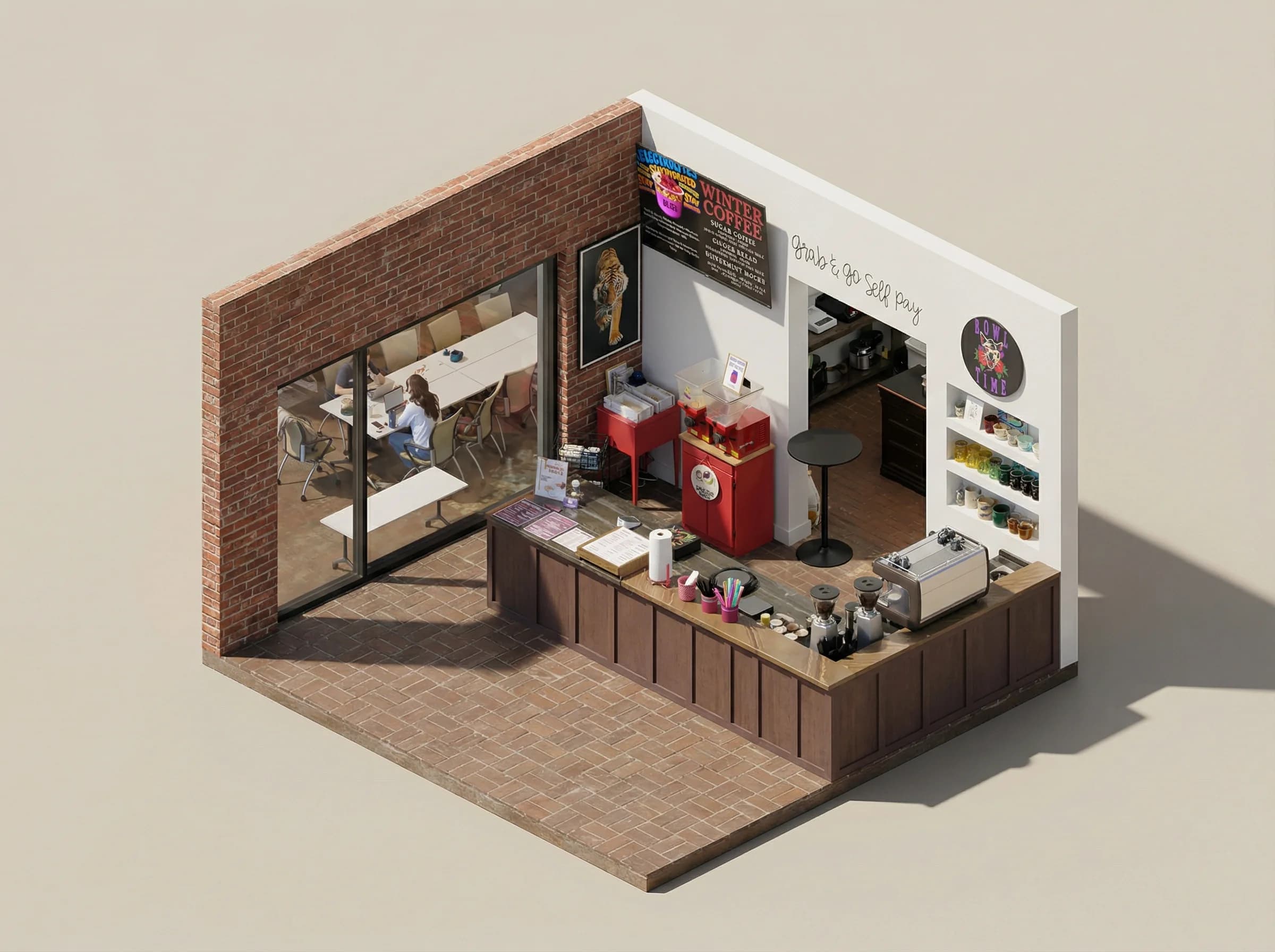 Bowl Time coffee bar isometric view